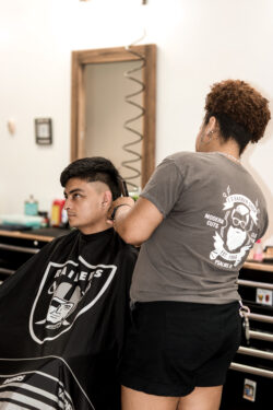 Barber giving a haircut