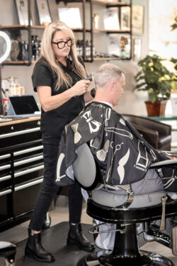 Barber giving a haircut