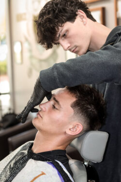 Barber giving a haircut
