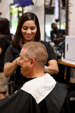 Barber giving a haircut