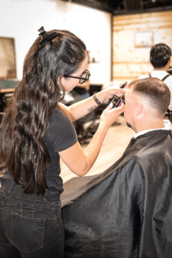 Barber giving a haircut